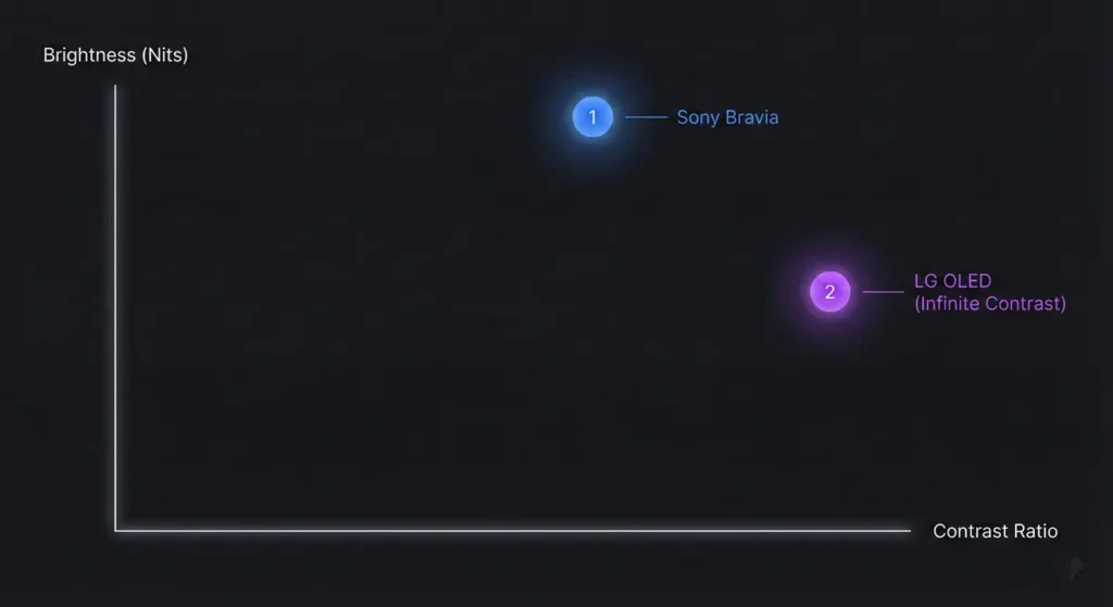 Chart comparing OLED vs Mini-LED performance Chart comparing OLED vs Mini-LED performance for the Best TV for GTA 6.