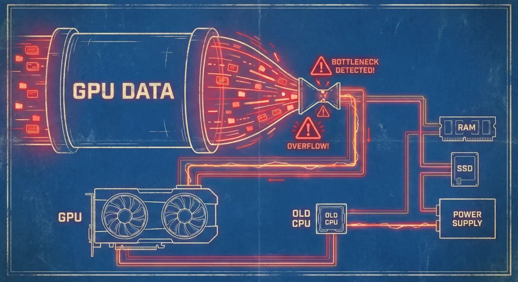 Diagram showing how a CPU bottleneck affects your GTA 6 FPS Checker score.
